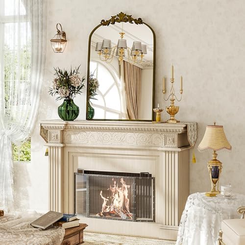Ornate Gold Arched Mantel Mirror