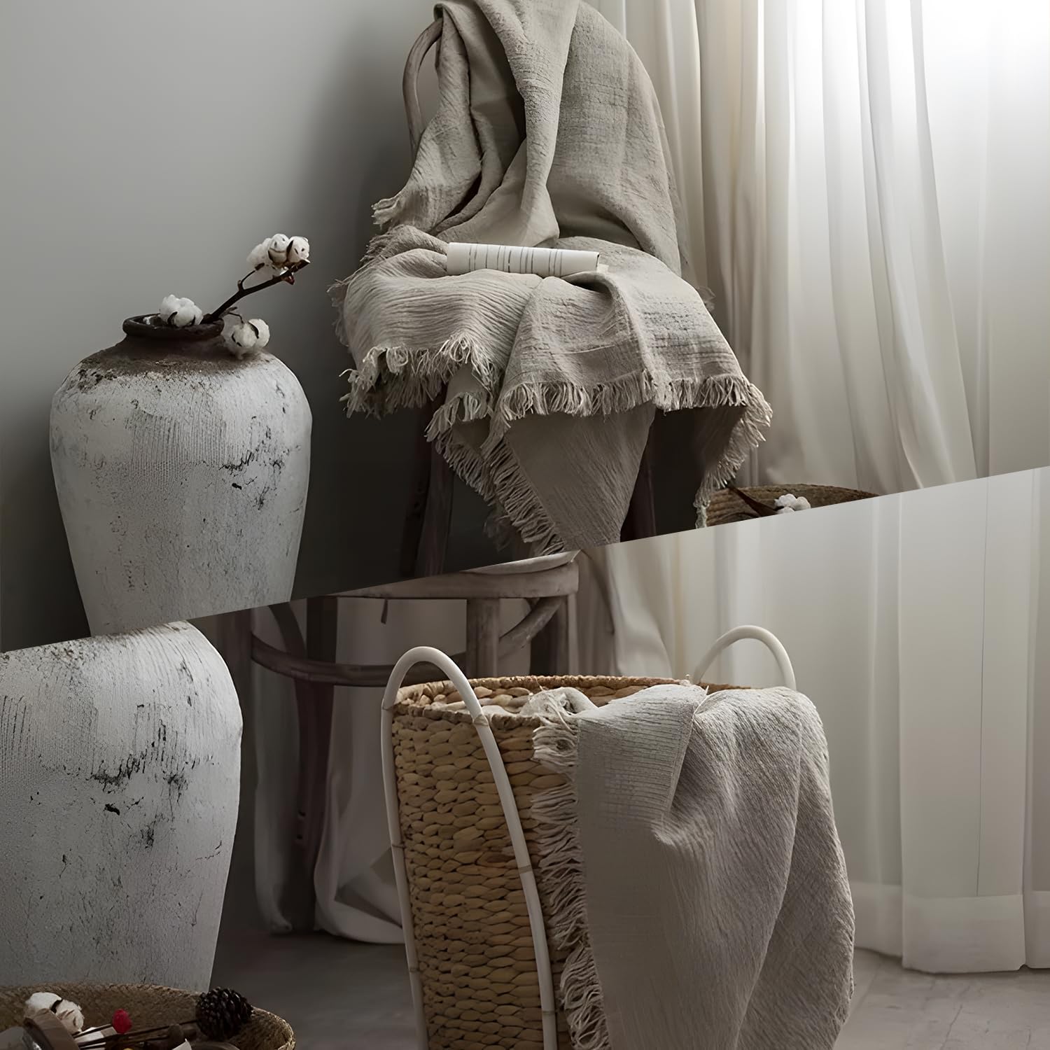 French Linen Throw Blanket